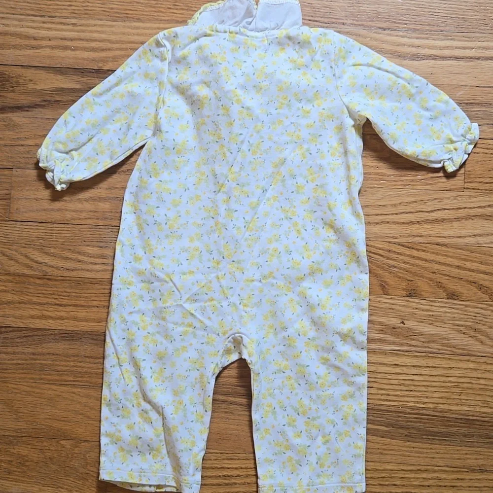 Janie And Jack yellow floral ruffle layette onesie